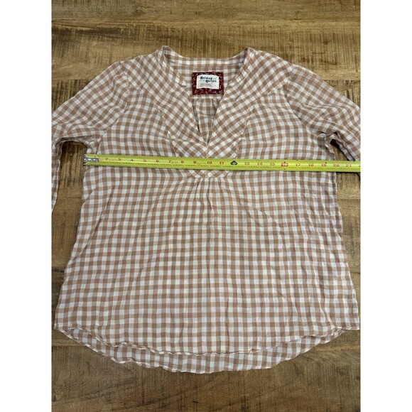 Holding Horses Anthropologie Devon Gingham Popover Peasant Blouse Size 6 - Picture 4 of 10